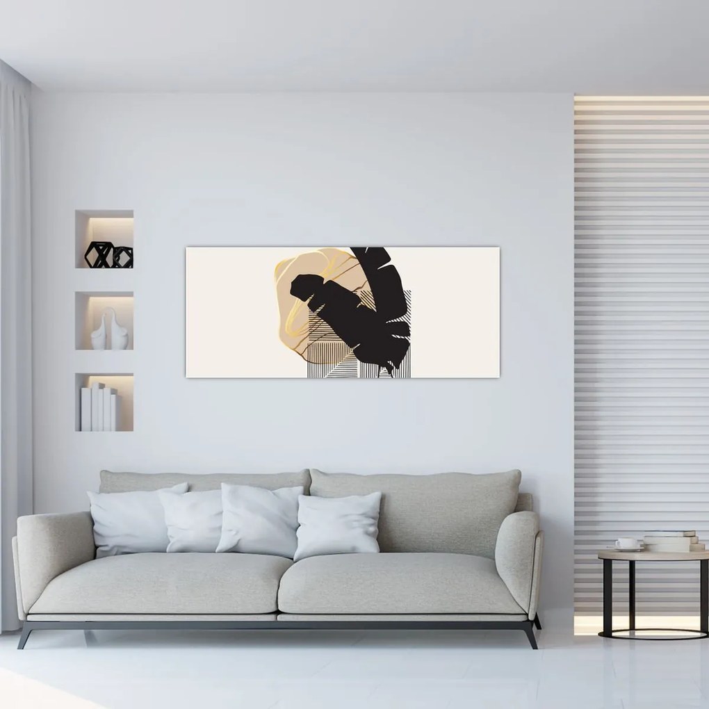 Tablou - Abstracție cu frunze tropicale N⁰4 (120x50 cm)