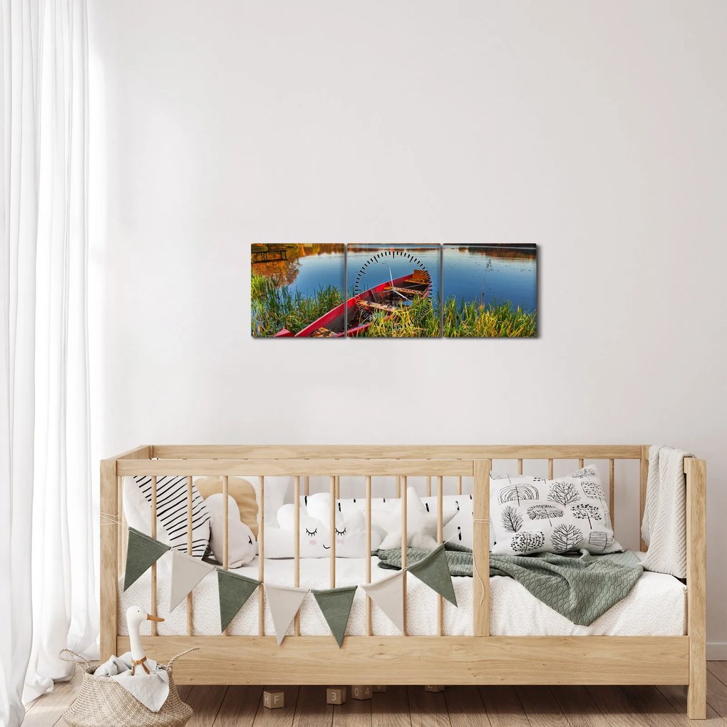 Tablou cu punte roșie (cu ceas) (90x30 cm)