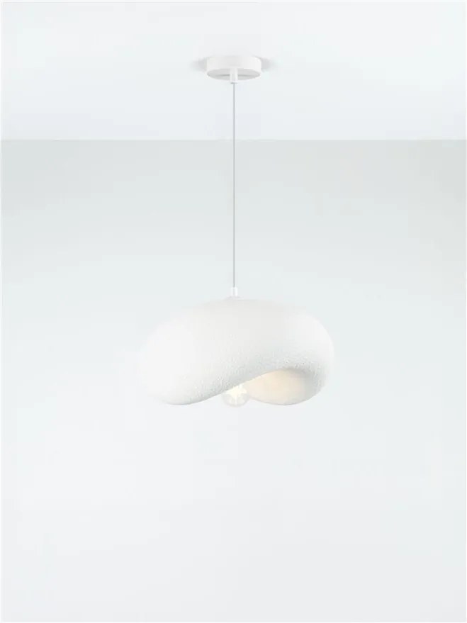 Lustra suspendata cu textura granulata Bambel alb piatra