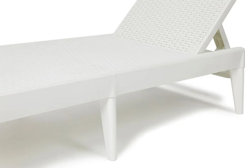 NUMANA șezlong de grădină din plastic, alb