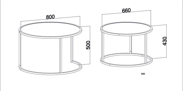 SET 2x măsuță laterală TAMBUR neagră/maro
