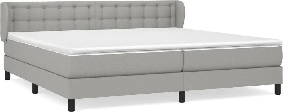 vidaXL Pat box spring cu saltea, gri deschis, 200x200 cm, textil