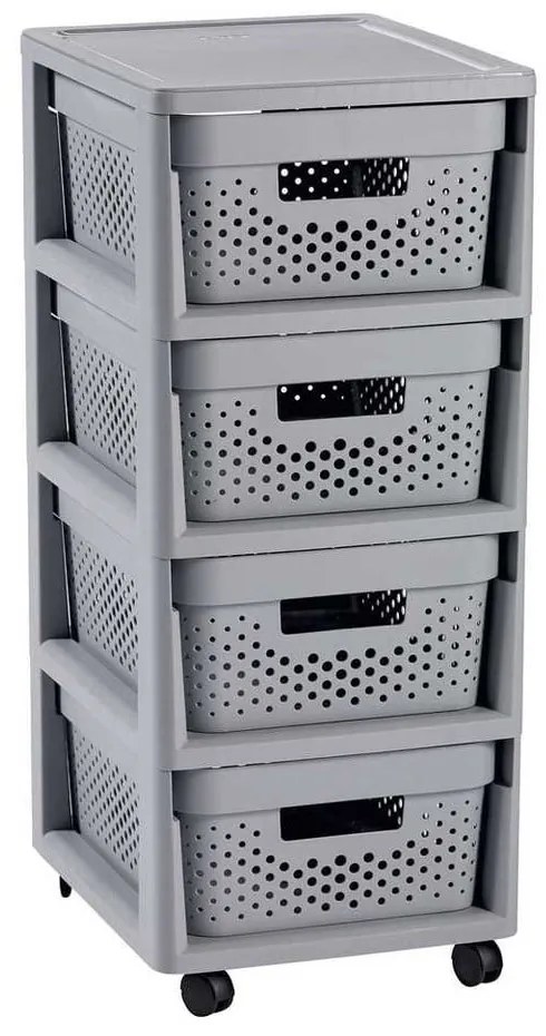 Etajeră pe roți gri din plastic 29,5x65,5 cm Infinity – Curver