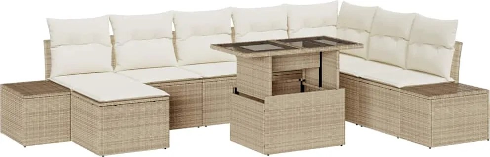 vidaXL Set de canapele pentru grădină 9 pcs Bej și crem poliratan