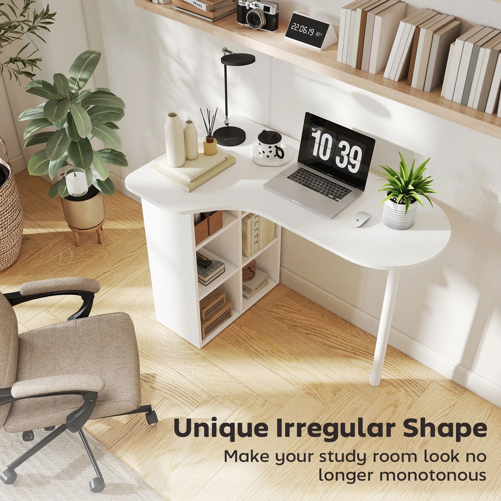 HOMCOM Birou pentru Cameră cu 6 Rafturi și 4 Rafturi Reglabile Alb | Aosom Romania