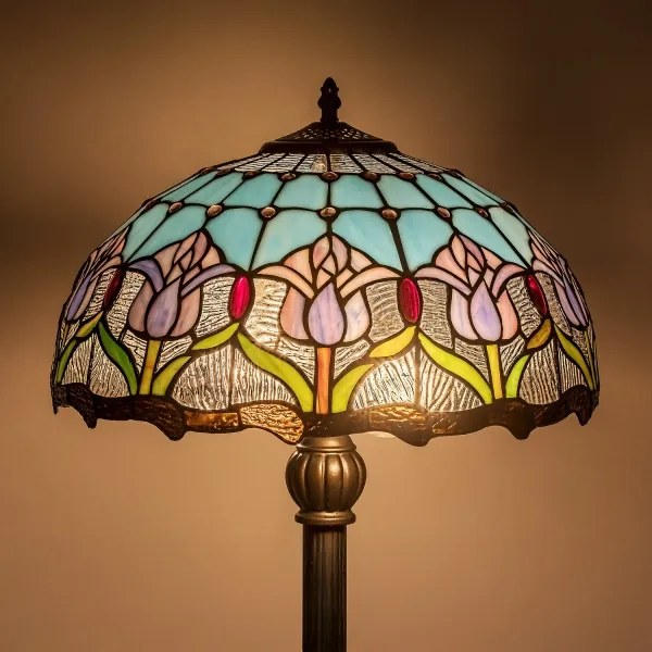 Brilagi - Lampă de podea Tiffany cu vitralii LORAS 2xE27/60W/230V