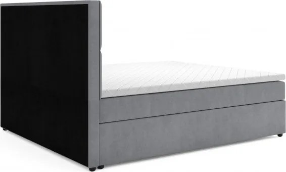 Pat boxspring gri deschis cu spațiu de depozitare 140x200 cm Flip – Ropez