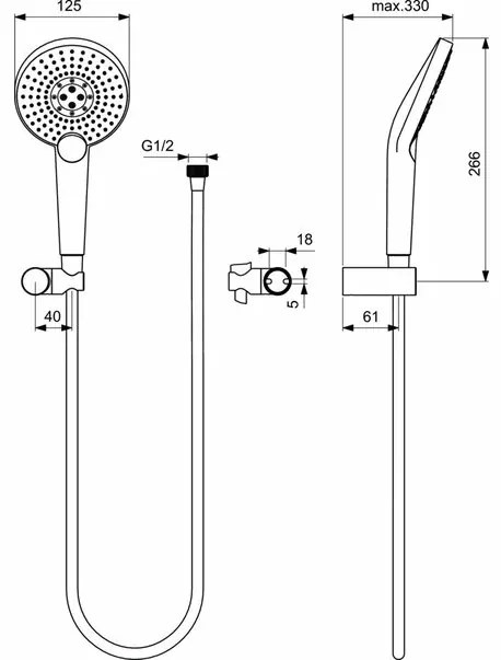 Set de dus Ideal Standard IdealRain EvoJet Round cu para dus 125 mm si agatatoare