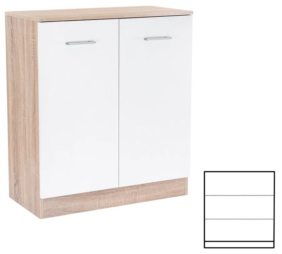 Comodă Miami cu 2 uși 80x92 cm alb-stejar sonoma