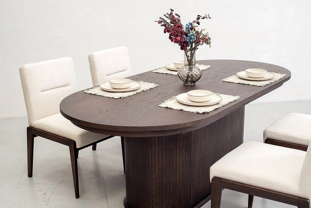 Set lemn masiv Dining Miami II Masa Ovala + 4 Scaune