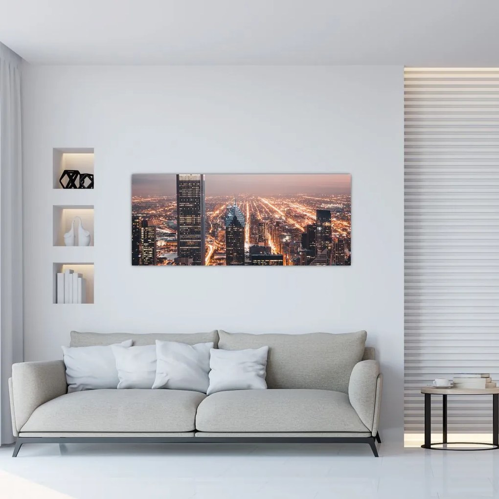 Tabloul cu metropolă luminată (120x50 cm)