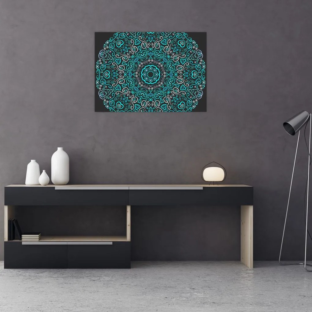 Tablou pe sticlă cu abstracție ornamentală (70x50 cm)