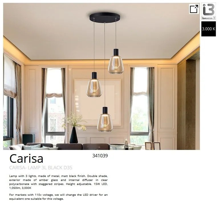 Lustra LED suspendata design modern Carisa 3L