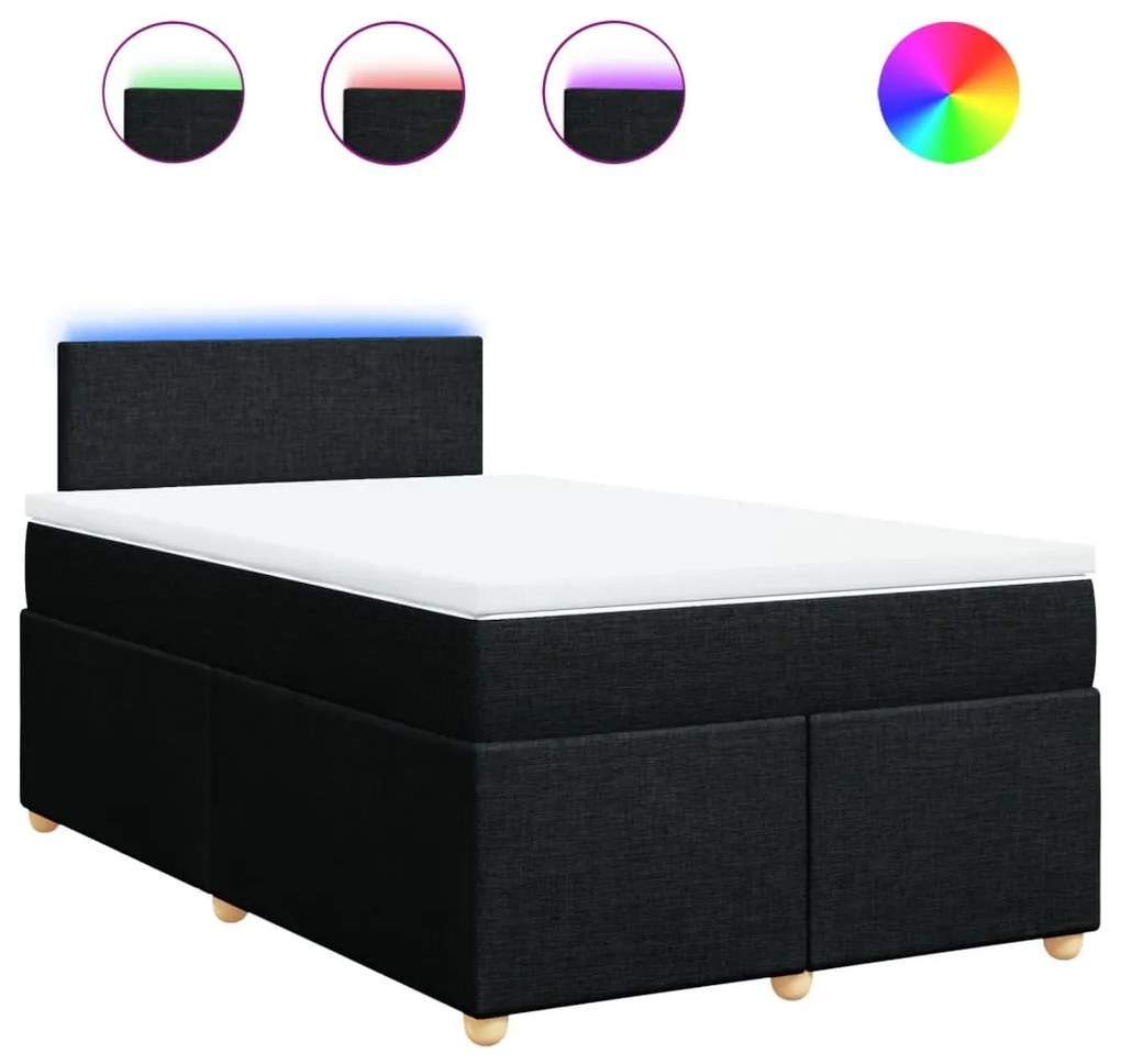 3288914 vidaXL Pat box spring cu saltea, negru, 120x190 cm, catifea