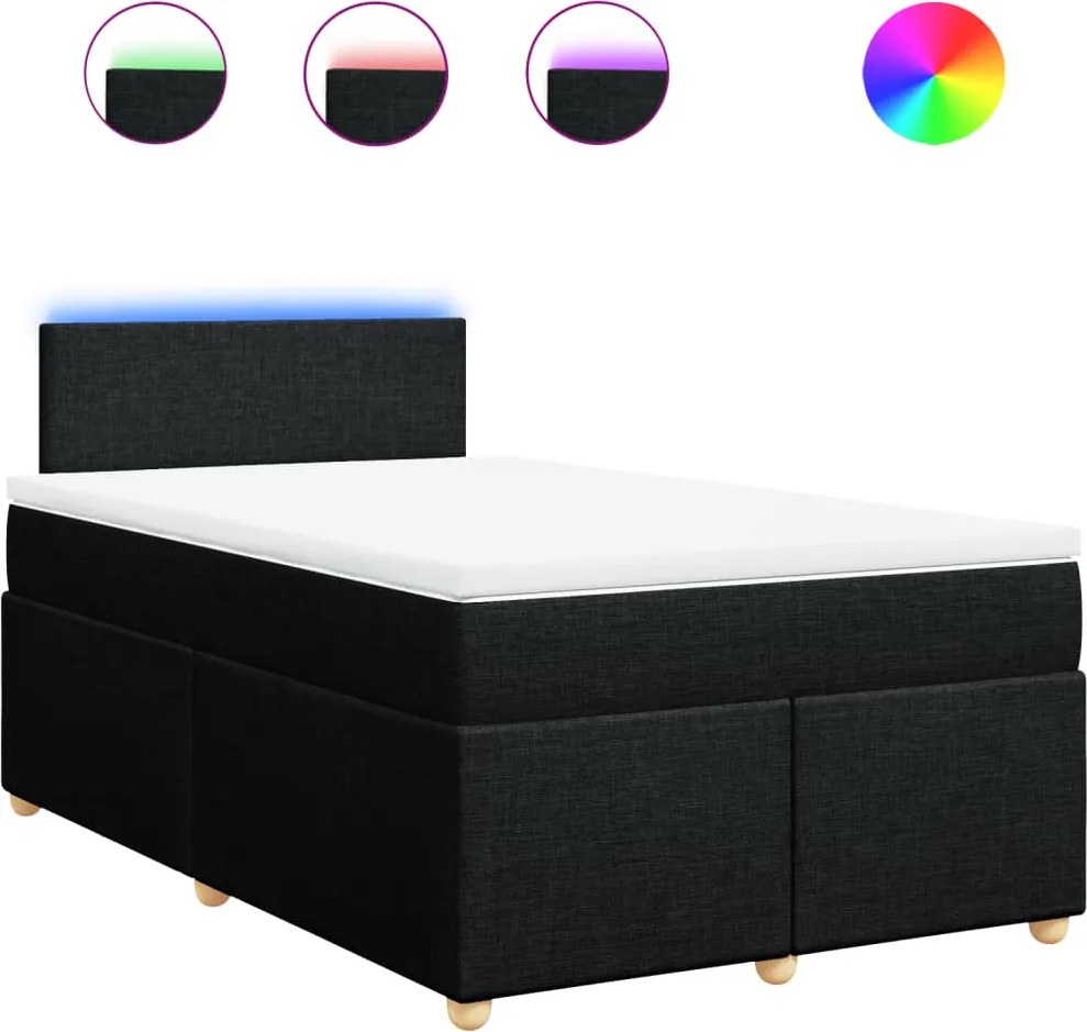 vidaXL Pat box spring cu saltea, negru, 120x190 cm, catifea