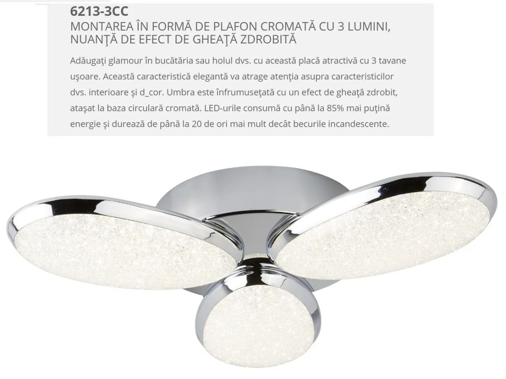Lustra LED aplicata design modern Lori 24W 6213-3CC SRT