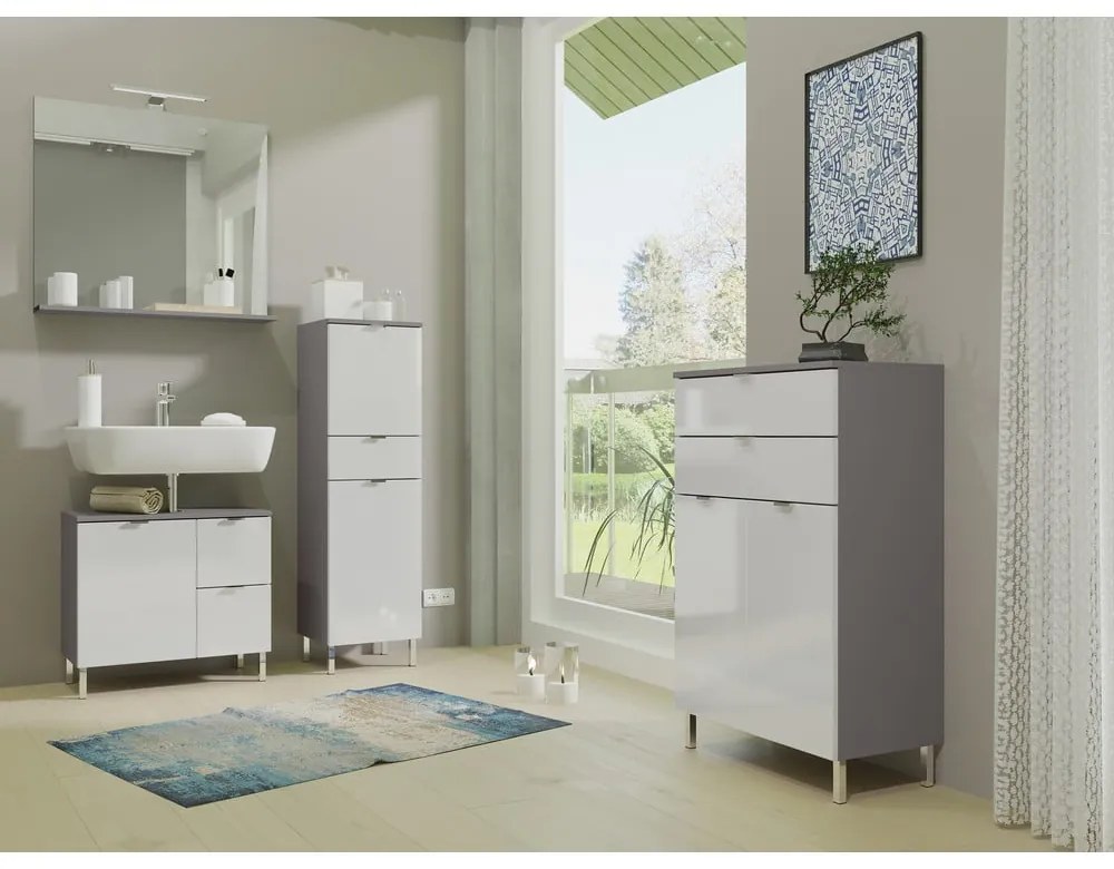 Dulap Germania Mauresa, înălțime 120 cm, alb - gri