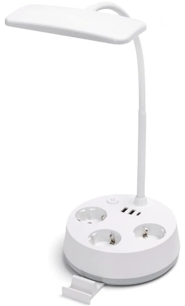 Aigostar - Lampă de birou LED dimabilă cu prize și port USB LED/4,6W/230V albă