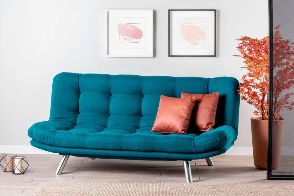 Canapea Extensibilă cu 3 Locuri Misa Sofabed, Verde Petrol