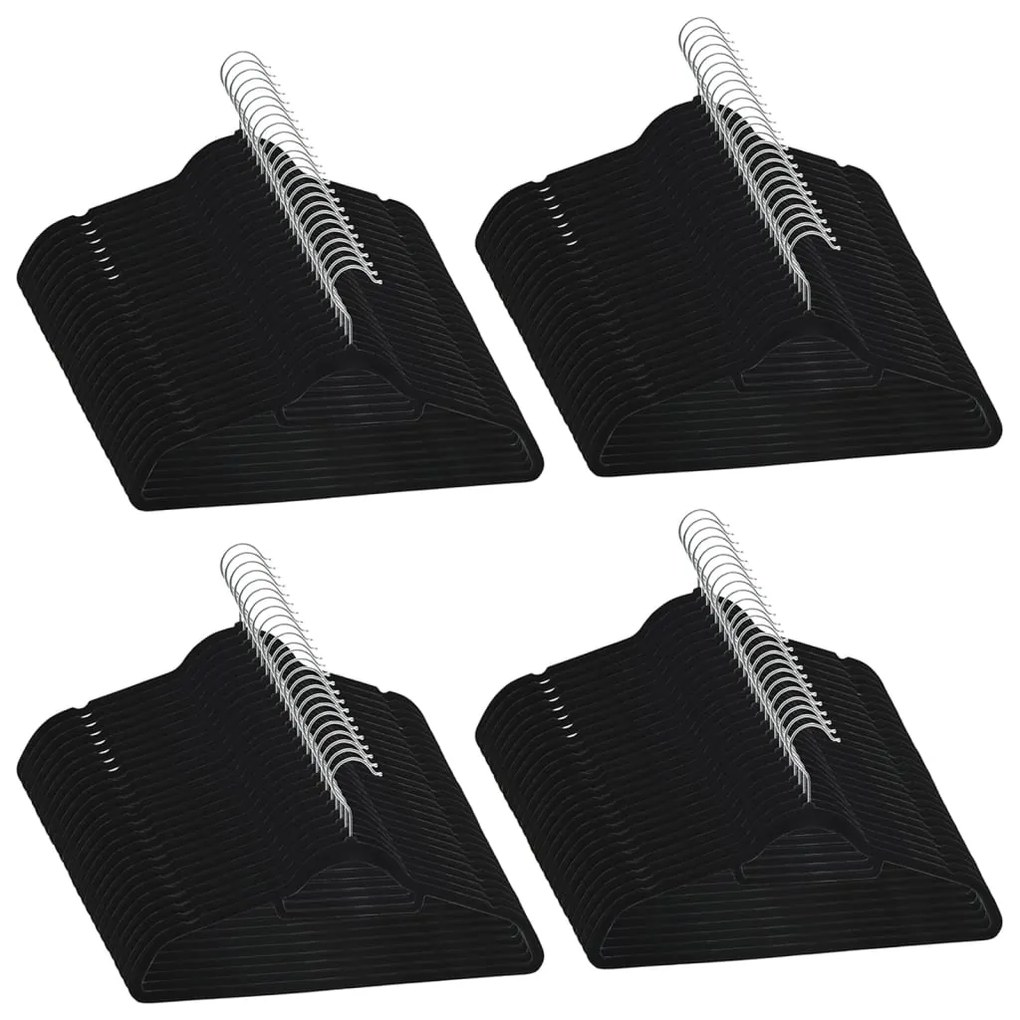 289922 vidaXL Set de umerașe anti-alunecare, 100 buc., negru, catifea