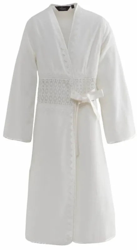 Halat elegant pentru femei DEMET, in cutie cadou S Alb crem / Ecru