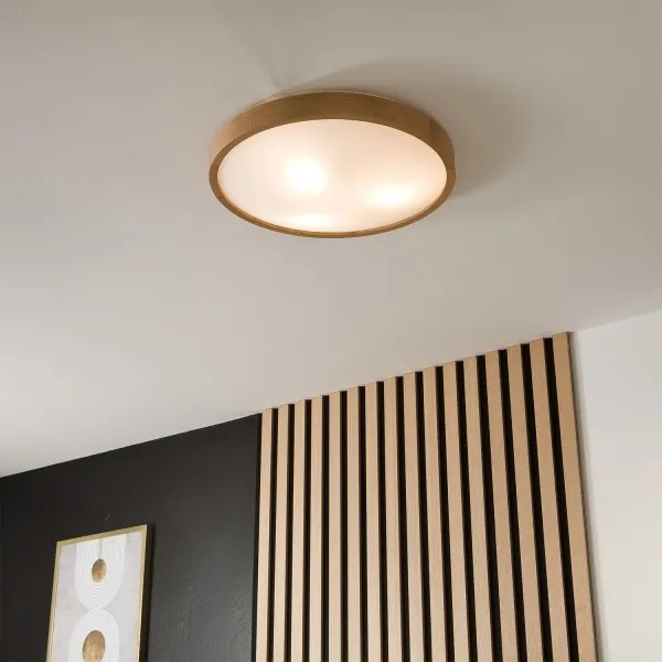 Brilagi-LED RGBW Plafonieră dimabilă CARVALHO SLIM 3xE27/9W/230V Wi-Fi stejar, diametru 47 cm