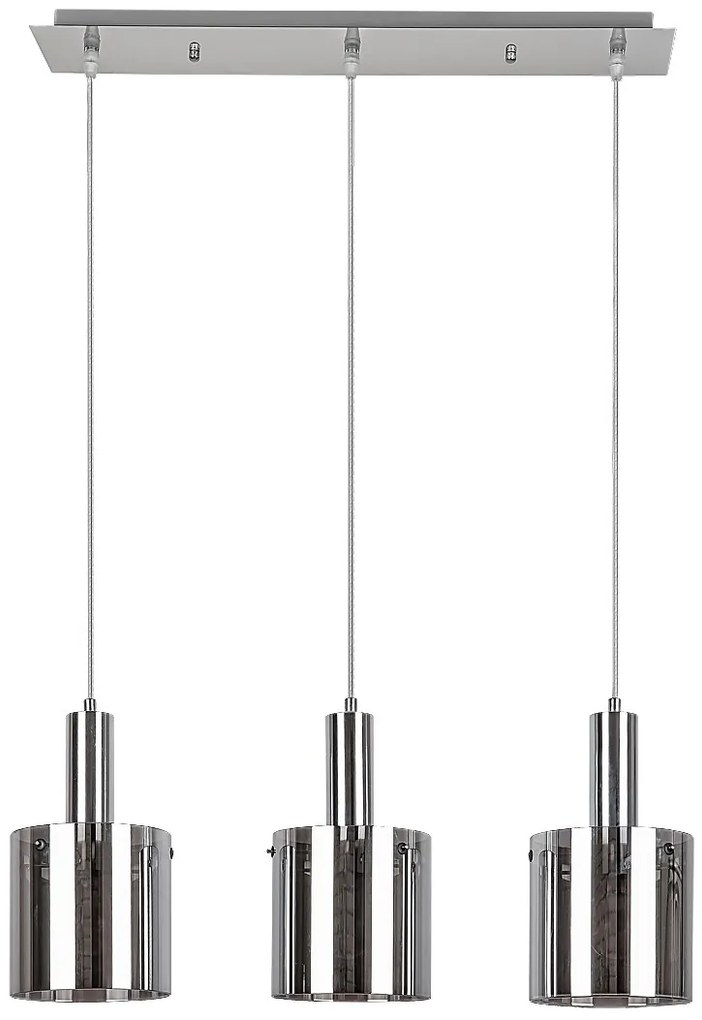 Lustra cu 3 Pendule design modern Donati crom/fumuriu