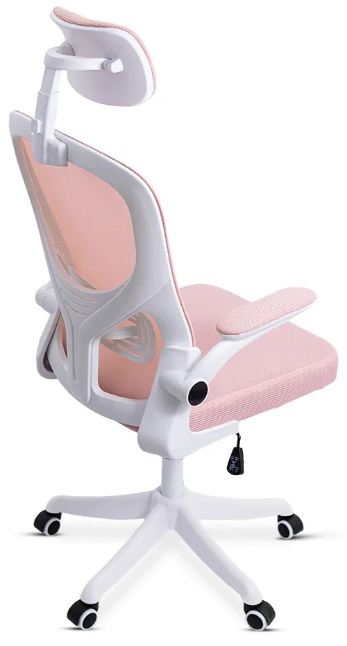Scaun ergonomic OFF 336 roz, spătar înalt și brațe rabatabile