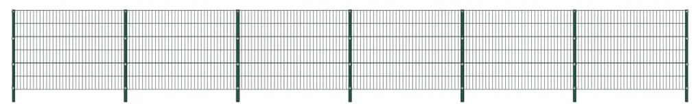 vidaXL Panou de gard cu stâlpi din fier, verde, 1040x120 cm