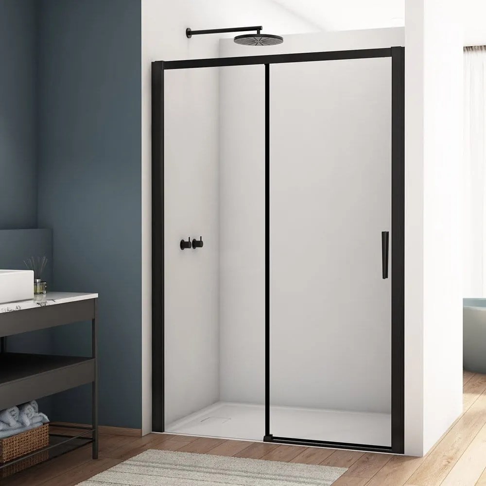 Usa dus glisanta 130 cm, grosime sticla 6 mm, tratament anticalcar, profil negru mat, Ronal Divera