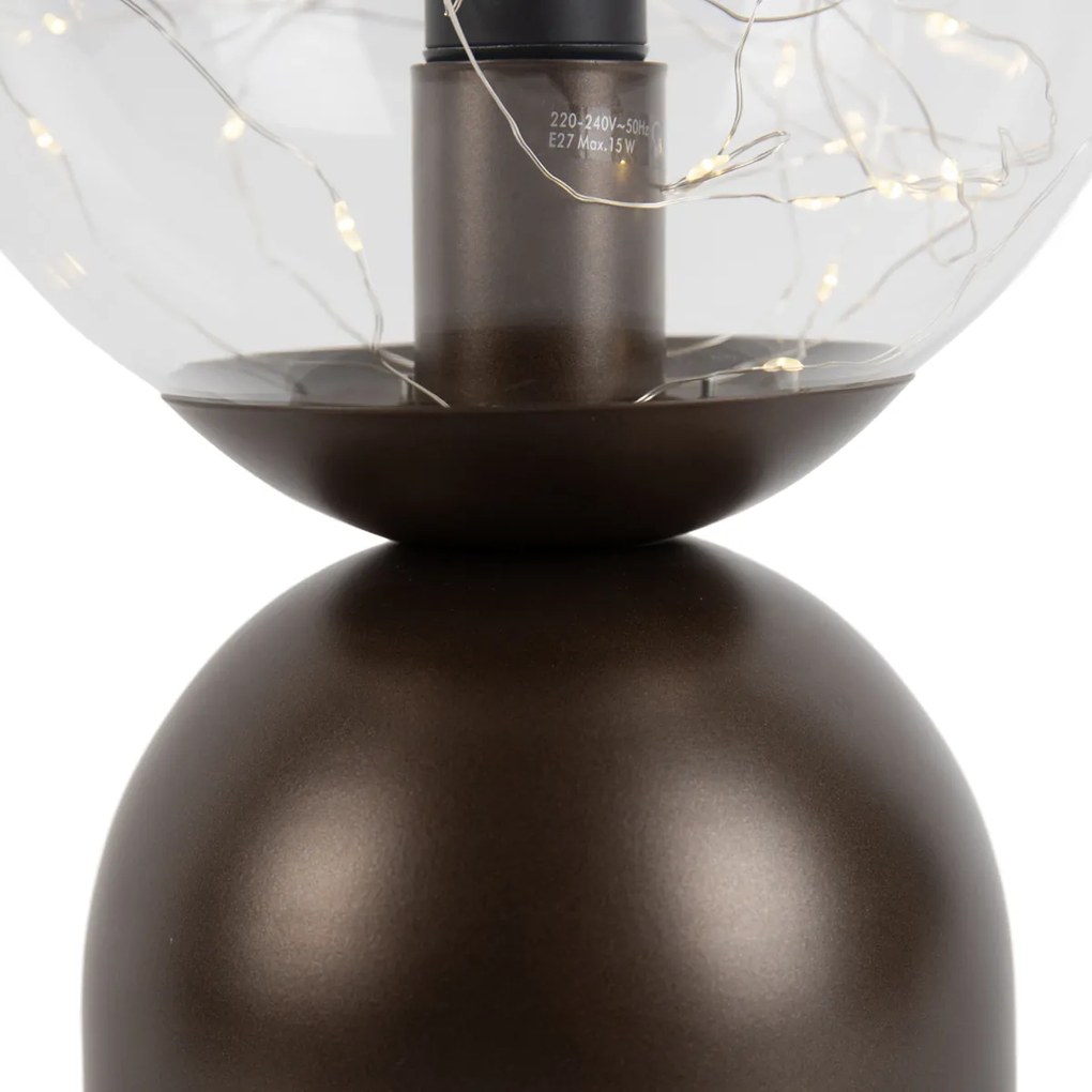 Lampă de masă Hotel Chic bronz închis cu sticlă transparentă, incl. cablu de lumină E27 - Pallon Trend