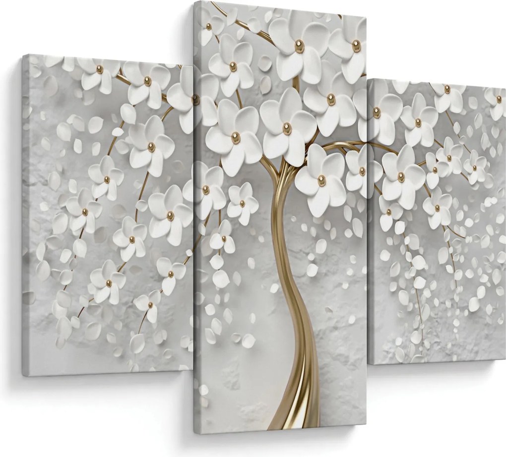 Tablou cu copac alb cu flori (90x60 cm)