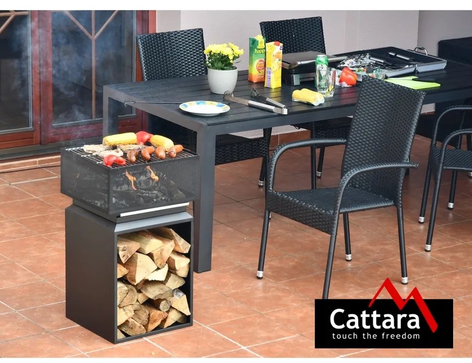 Cattara Focar portabil cu grilă Cube, 74 cm