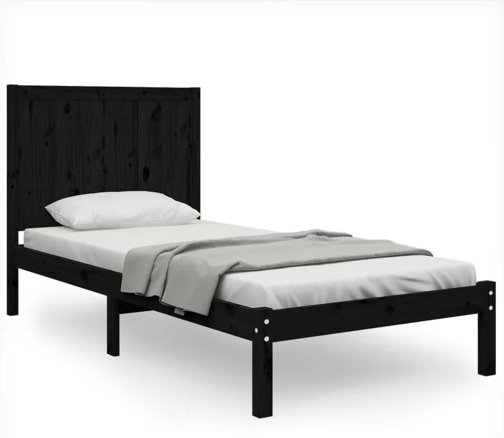 3105719 vidaXL Cadru de pat, negru, 90x200 cm, lemn masiv de pin