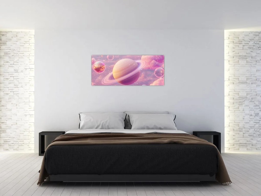 Tablou - Planetă roz (120x50 cm)