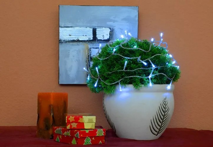 Lanț de Crăciun LED - 10 m, 100 diode, alb rece