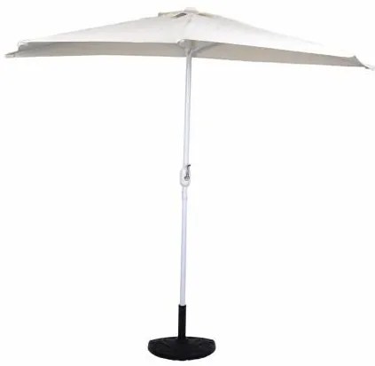 Umbrelă semirotundă de grădină, bej incl. accesorii