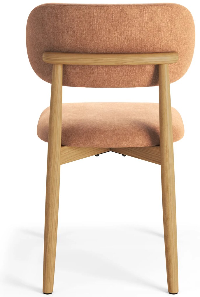 MAZZONI EXPORT ALMO Teracotă (material Danny 204)/cadru stejar lăcuit - SCAUN DIN LEMN PENTRU SALON SUFRAGERIE BUCĂTĂRIE RETRO