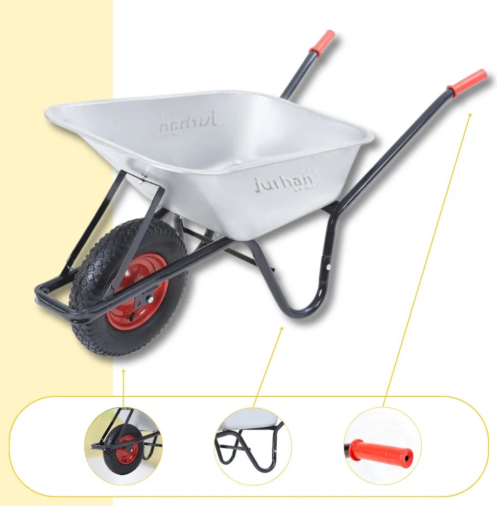 Roabă BARRY zincată, capacitate max. 100l/250kg, argintiu/negru Gardebruk