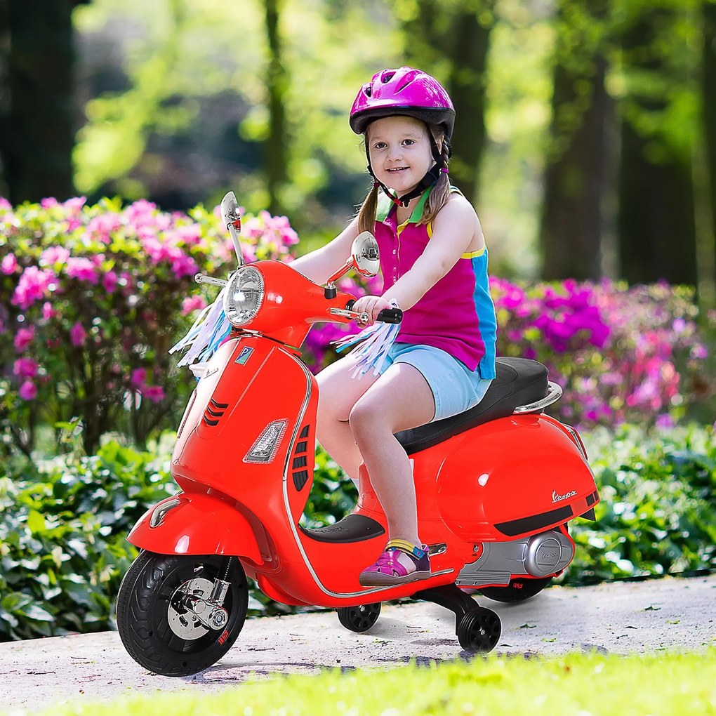HOMCOM Motocicletă Electrică pentru Copii, 6V cu Muzică, Lumini și Sunete, 102x50,5x75,5 cm, Roșu | Aosom Romania
