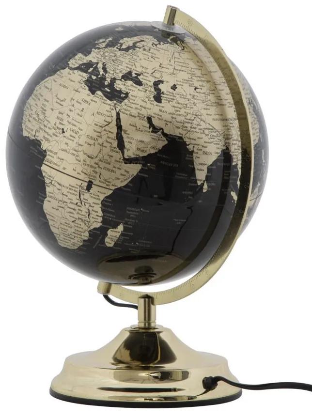 Decoratiune cu lumina ambientala glob negru/auriu din metal, ∅ 25 cm, Globe Mauro Ferretti