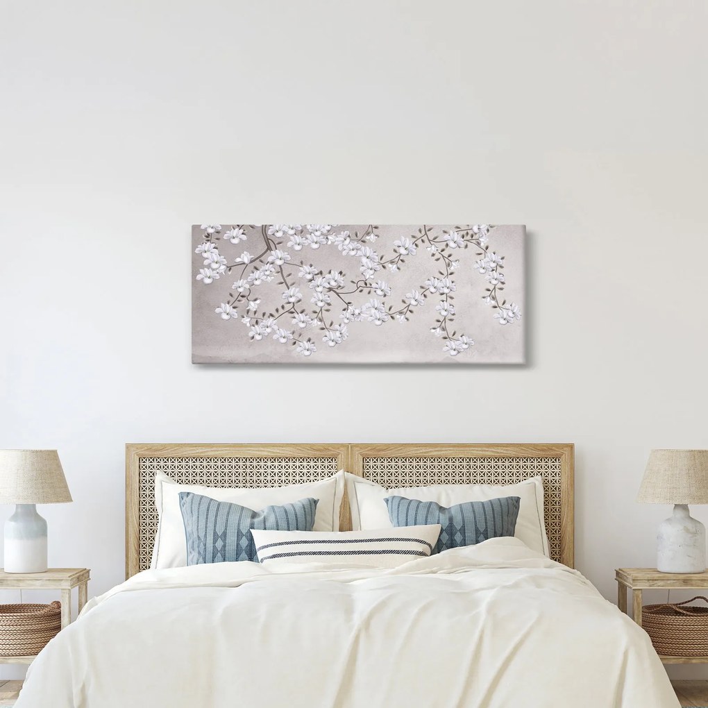 Tablou - Flori într-un peisaj gri (120x50 cm)