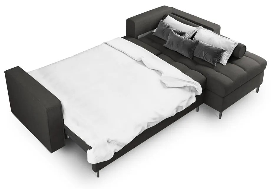 Canapea extensibilă cu șezlong dreapta Milo Casa Santo, gri închis