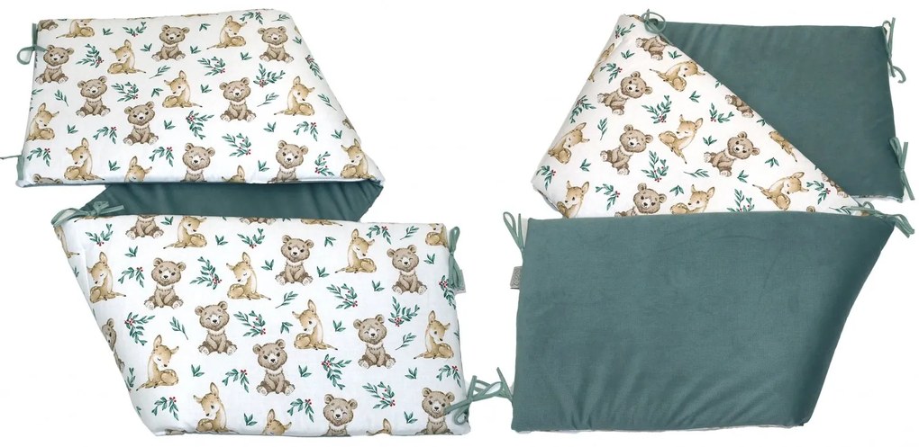 Aparatoare laterala patut, 2 fete, Teddy, velvet khaki, 180 x 35 cm