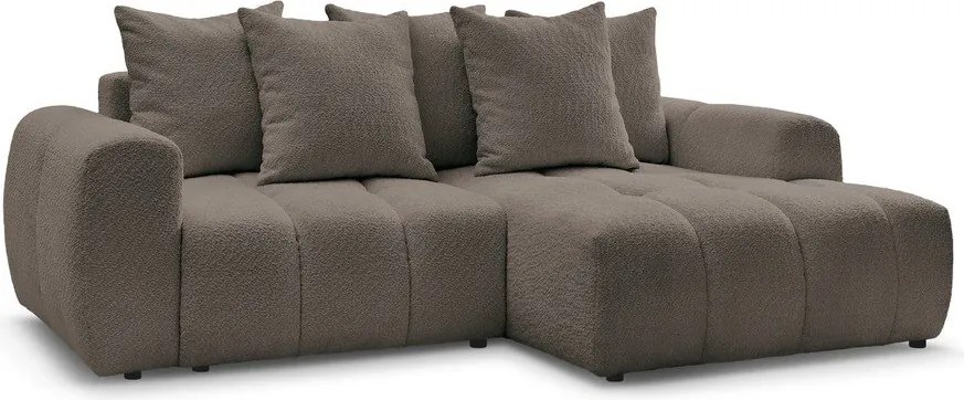 Colțar maro extensibil/cu spațiu de depozitare cu tapițerie din țesătură bouclé (cu colț pe partea dreaptă/cu șezlong) Roxelane – Bobochic Paris