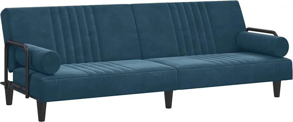 vidaXL Canapea extensibilă cu cotiere, catifea albastră