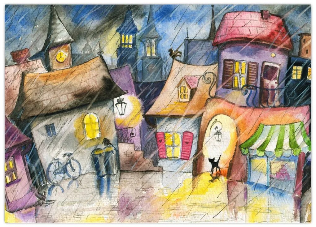 Tablou pe sticlă - Oraș western (70x50 cm)