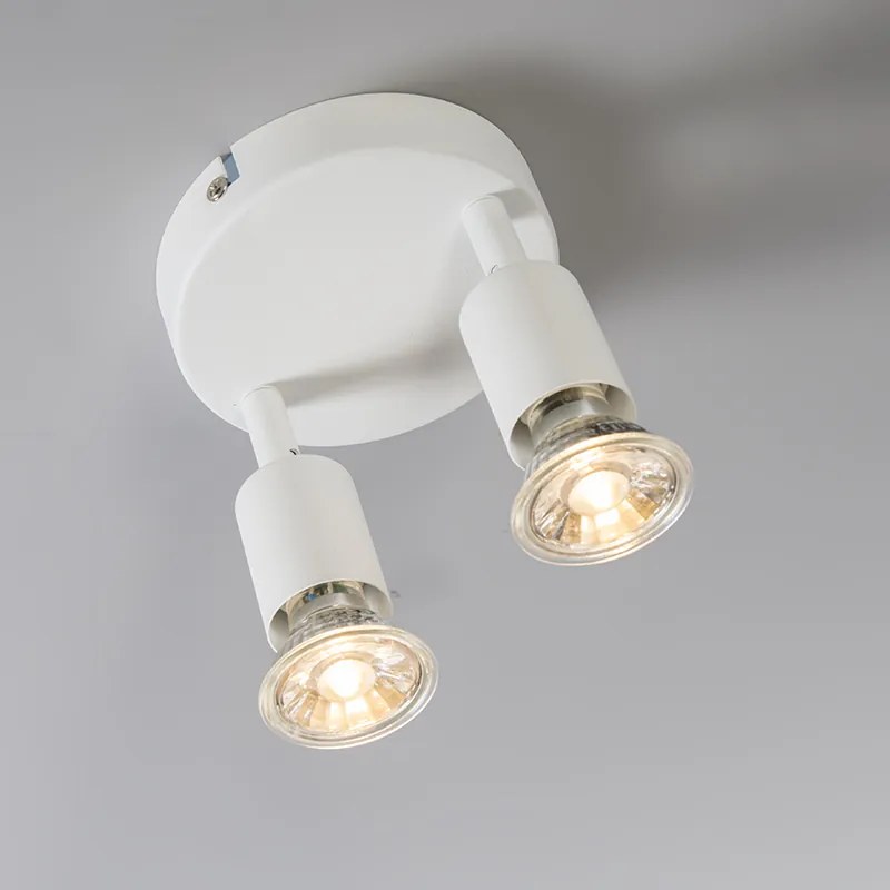 Spotlight modern alb inclinabil rotund cu 2 lumini - Jeany