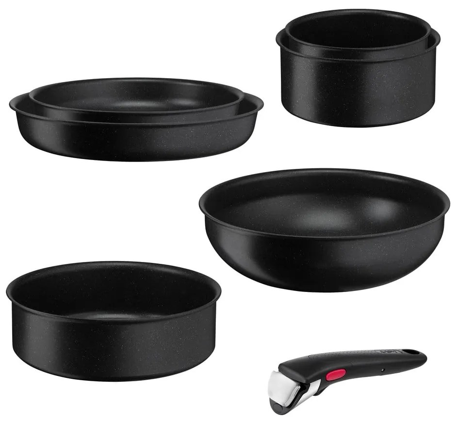 Set de vase pentru gătit 7 buc. din aluminiu INGENIO Black stone L3998702 – Tefal