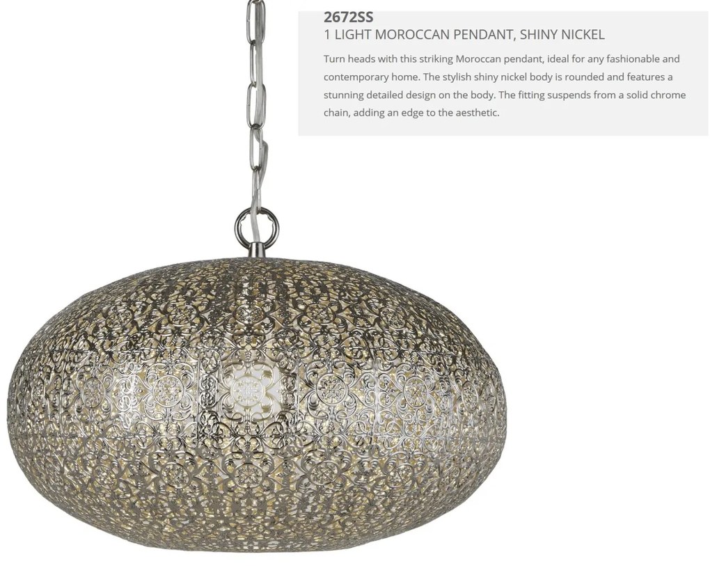 Lustra / Pendul design rustic Moroccan nickel 2672SS SRT